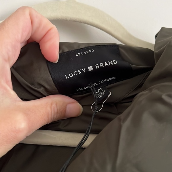 Lucky Brand Asymmetrical Mid Weight Puffer Army Green - Picture 4 of 6